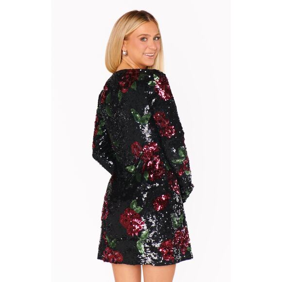 Show Me Your Mumu Out Tonight Mini Dress Send Me Roses Black Sequins S NWT - Picture 5 of 12